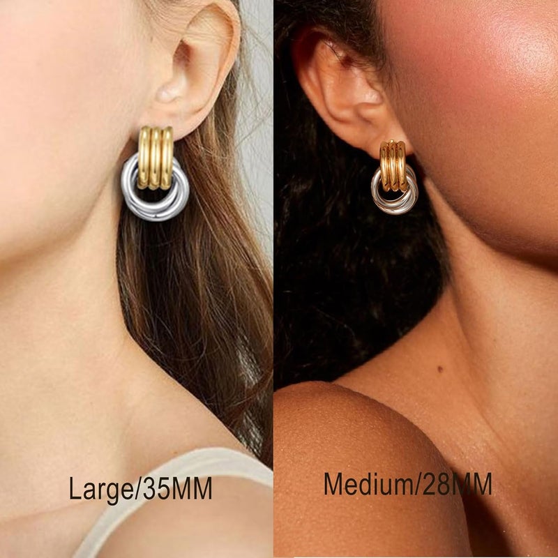 Spiritlele 14K Gold Plated Knot Earrings for Women Gold Silver Earrings Heart Link Drop Dangle Earring Chunky Golden Knotted Statement Jewelry - Image 2